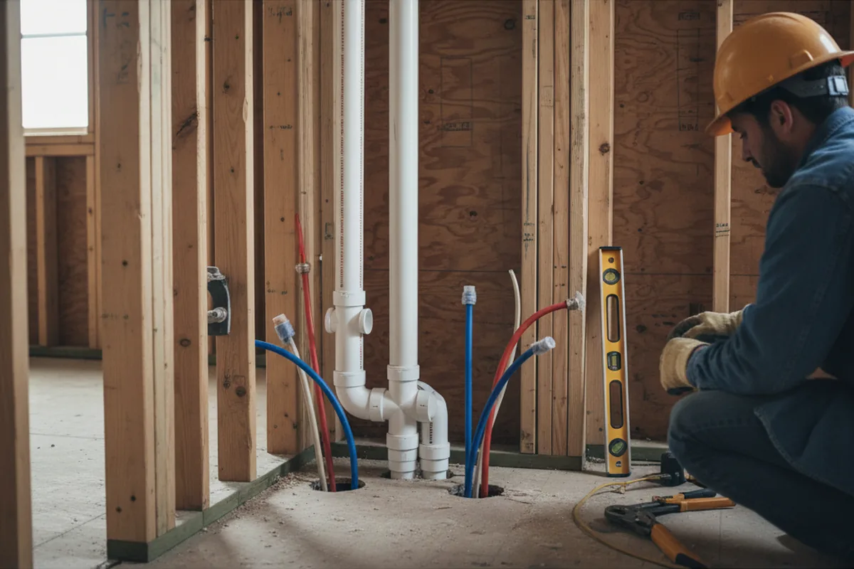 Drain and supply rough-in during Leak Detection in Sayreville
